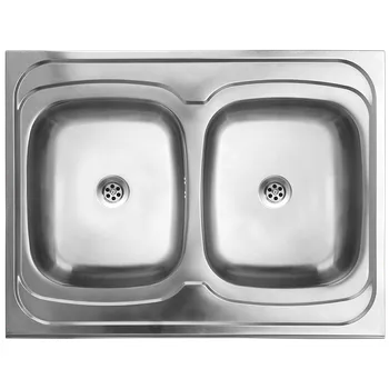 Nerezový dřez Kuchinox Dřez 60 dvoudřezový nerezový 60x80 cm se sifonem