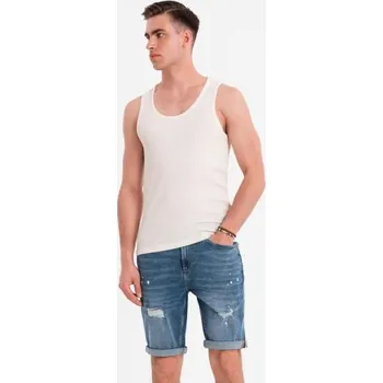 Pánské bavlněné základní tričko s ramínky - bílé V1 OM-TSBT-0239