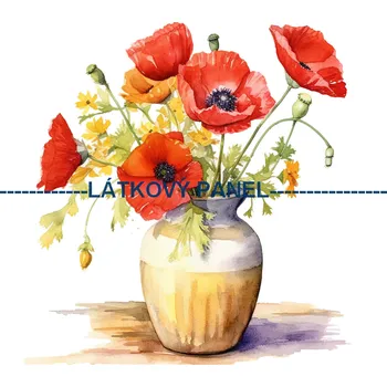 Látkový panel - Vlčí mák - KYT-66 Velikost: 25x25cm, Materiál: Teplákovina nepočesaná