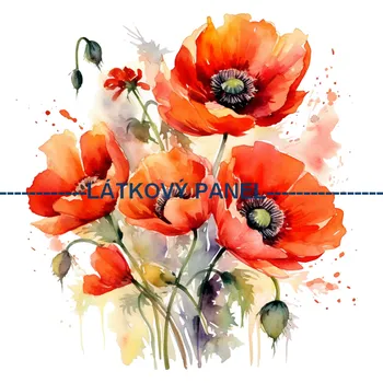 Látkový panel - Vlčí mák - KYT-81 Velikost: 15x15cm, Materiál: Úplet