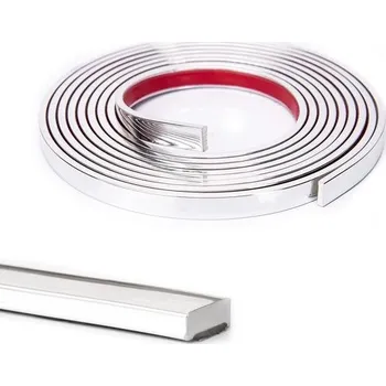 Podlahová lišta Art3d 30 stopová samolepicí flexibilní vinylová lišta na obklady stěn, kuchyňský obklad, rám 900 x 1 x 0,36 cm Nerezová ocel