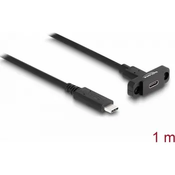 Počítačové příslušenství Delock Kabel SuperSpeed USB 10 Gbps (USB 3.2 Gen 2) ze zástrčky USB Type-C na zásuvku, 1 m panelová montáž, černý