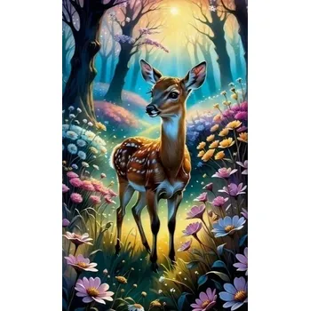 Diamantové malování Diamantové malování - Srnec + perleťové kamínky (40x60)