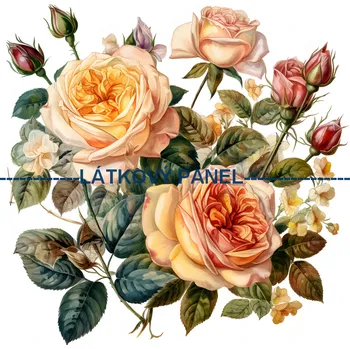 Látkový panel - Růže - KYT-60 Velikost: 30x30cm, Materiál: Bavlna