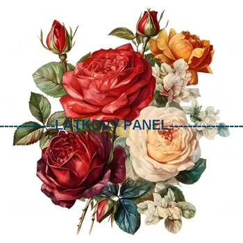 Látkový panel - Růže - KYT-58 Velikost: 35x35cm, Materiál: Úplet