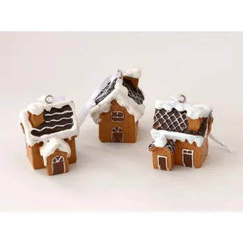 Vánoce Dekorační bílohnědé domečky z umělého kamene - vzor C