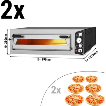 Pec na pizzu G.Gastro (2 Kusy) Elektrická pec na pizzu 6+6x 35 cm - (hluboká) ruční ovládání