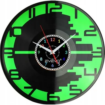 Hodiny ARABSKÉ ČÍSLICE HODINY NÁSTĚNNÉ FLUORESCENČNÍ POZADÍ VINYLOVÁ DESKA