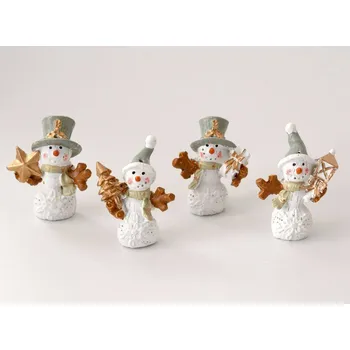 Vánoční dekorace Dekorační figurka - Sněhulák BÍLO-ZLATÝ - vzor A