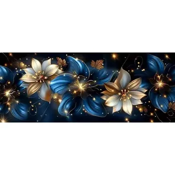 Diamantové malování Diamantové malování - Modro-zlaté květy (100x40)