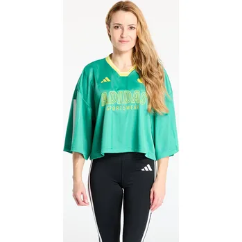 cyklistický dres Dres adidas Tiro Cut 3 Stripes Oversized Mesh Jersey Semi Court Green/ Black/ Pure Sulfur L