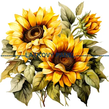 Látkový panel - Slunečnice - KYT-97 Velikost: 25x25cm, Materiál: Kočárkovina