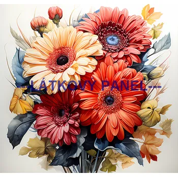 Látkový panel - Gerbery - KYT-271 Velikost: 15x15cm, Materiál: Kočárkovina