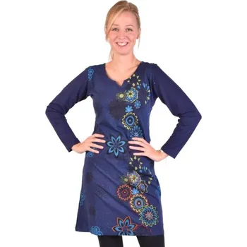 Dámské šaty Krátké šaty s dl. rukávem, tm. modrá, vel.XL, Š26