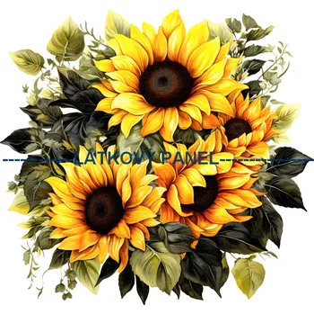 Látkový panel - Slunečnice - KYT-95 Velikost: 15x15cm, Materiál: Úplet
