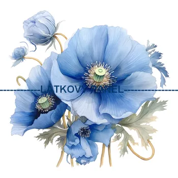 Látkový panel - Vlčí mák modrý - KYT-89 Velikost: 30x30cm, Materiál: Bavlna