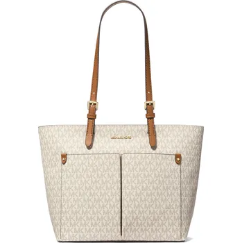 Módní doplněk Michael Kors Kabelka Jet Set Medium Logo Pocket Tote Bag Vanilla