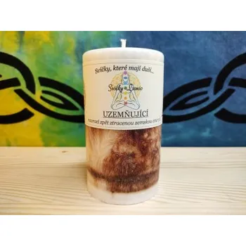 Svíčka 10,5 x 6 Válec bílo-hnědý (1.čakra) UZEMŇUJÍCÍ