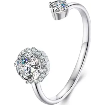 Prsten For Silver Otevřený prsten s Moissanitem Delicate – Stříbro 925