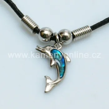 Přívěsek Přívěsek, Paua mušle, delfín, na řemínku