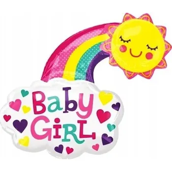 Balónek Fóliový balónek 76x66 cm holčička sluníčko duha