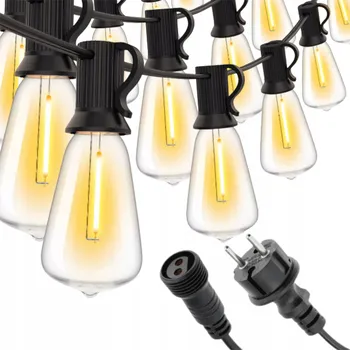 Venkovní osvětlení Solární zahradní girlanda LED 10 m + 10 žárovek