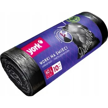 Pytle na odpadky Pytle na odpadky se stahovací páskou 60L DIAMOND York univerzální a pevné - 10 kusů