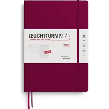 Diář Weekly Planner &amp; Notebook 2026 Composition (B5) Port Red