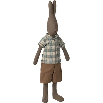 Hračka Maileg Čokoládový zajíc v kostkované košili Size 3 Maileg Bunny Size 3, Chocolate Brown, Shirt and Shorts
