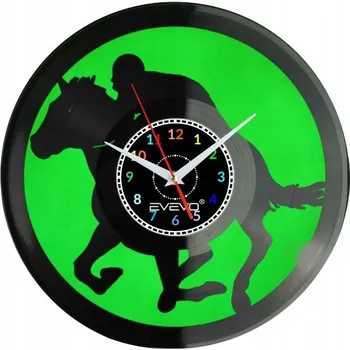 Hodiny JEZDEC JEZDECTVÍ HODINY NÁSTĚNNÉ VINYLOVÁ DESKA SUPER DÁREK K NAROZENINÁM