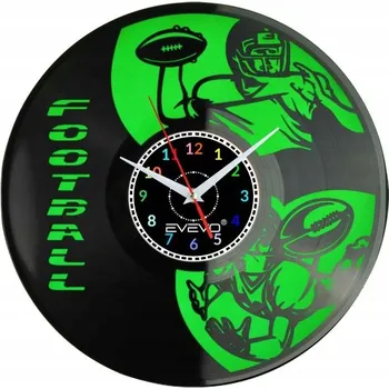 Hodiny NÁSTĚNNÉ HODINY AMERICKÝ FOTBAL FLUORESCENČNÍ POZADÍ VINYLOVÁ DESKA