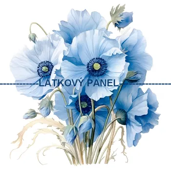 Látkový panel - Vlčí mák modrý - KYT-87 Velikost: 15x15cm, Materiál: Kočárkovina