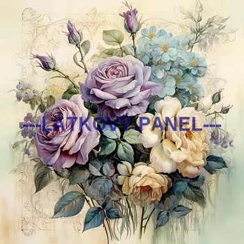 Látkový panel - Růže - KYT-261 Velikost: 15x15cm, Materiál: Teplákovina nepočesaná