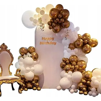 Party dekorace BALÓNKOVÁ GIRLANDA STĚNA OBLOUK BÍLÁ ZLATÁ NAROZENINY 18 30 40 50 60 AŽ 124 KS