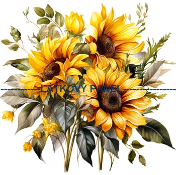 Látkový panel - Slunečnice - KYT-93 Velikost: 25x25cm, Materiál: Bavlna