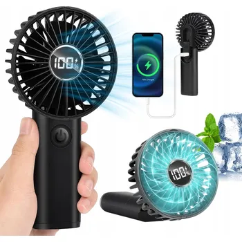 USB VENTILÁTOR MINI VĚTRÁK RUČNÍ 3600MAH 180° LED TICHÝ
