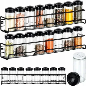 16x Nádoba na KOŘENÍ do kuchyně se sítkem + kovový regál