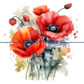 Látkový panel - Vlčí mák - KYT-80 Velikost: 30x30cm, Materiál: Bavlna