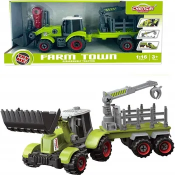 autíčko Traktor s lžící a přívěsem k sestavení