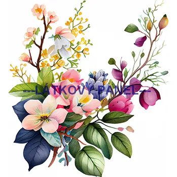 Látkový panel - Kytice - KYT-100 Velikost: 25x25cm, Materiál: Kočárkovina