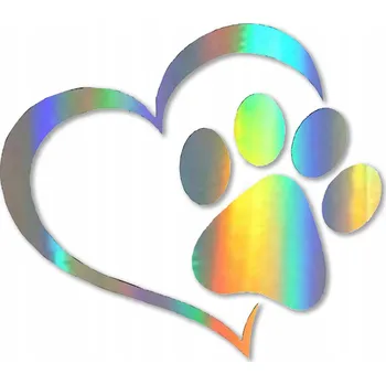 Samolepicí dekorace na vozidlo Samolepka na auto Srdce s psí tlapkou HOLO