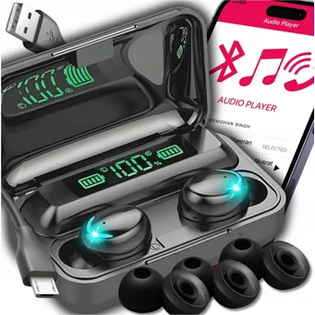Sluchátka BEZDRÁTOVÁ SLUCHÁTKA DO UŠÍ TWS F9-5 BLUETOOTH 5.1 S POWERBANKOU