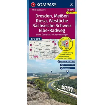KOMPASS Fahrradkarte 3371 Dresden, Meißen, Westliche Sächsische Schweiz 1:70.000