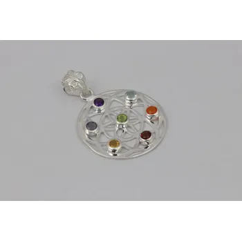 Přívěsek Čakrový přívěsek stříbrný květina života