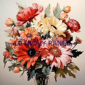 Látkový panel - Gerbery - KYT-274 Velikost: 15x15cm, Materiál: Kočárkovina