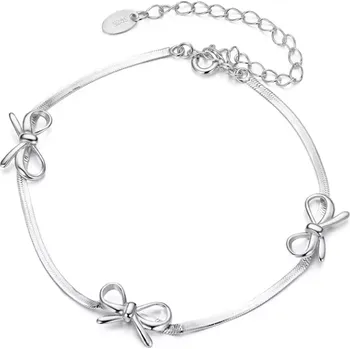 Náramek For Silver Náramek s hadím vzorem a třemi mašlemi – Stříbro 925