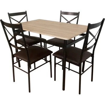 Jídelní set Jídelní set 1+4, dub sonoma/černá/hnědá, NAREN