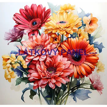 Látkový panel - Gerbery - KYT-267 Velikost: 15x15cm, Materiál: Úplet