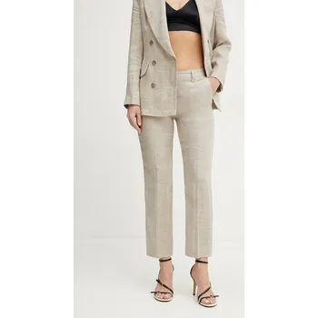 Dámské kalhoty Lněné kalhoty Marella PERUGIA dámské, béžová barva, střih cigarette, medium waist, 2513131192200 80X, vel. 36