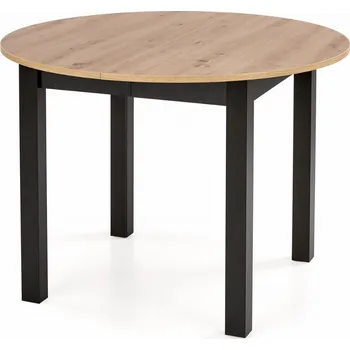 Jídelní stůl ST44M stůl kulatý rozkládací dub artisan, černé nohy